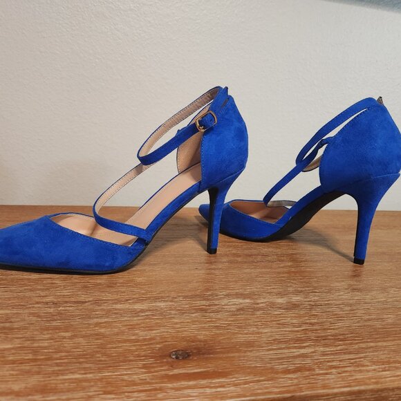 Closed Toe Strappy Pointed High Heel Suede Pumps- SIZE 10 - Picture 7 of 10